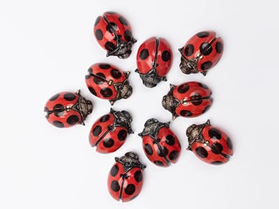 Tiny hand crafted ladybirds