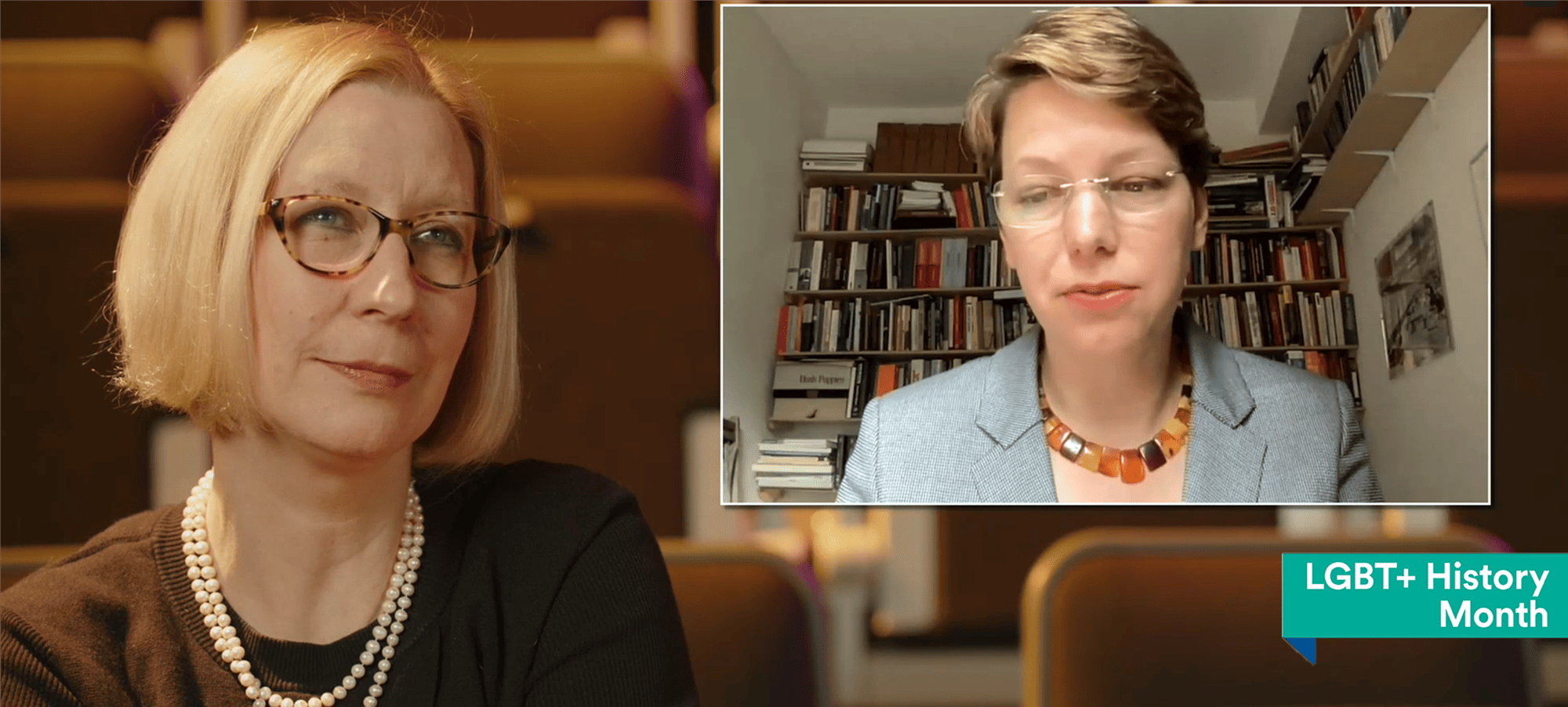 A photo of a zoom call between two women