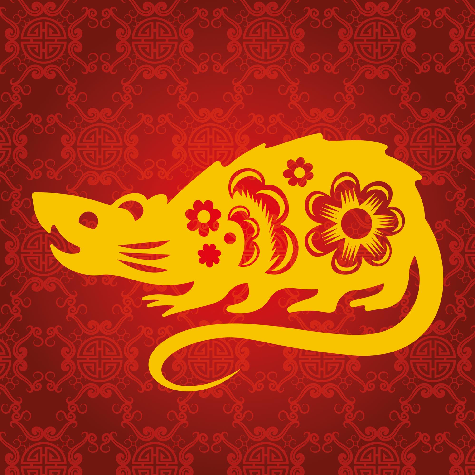Chinese style drawing of a rat