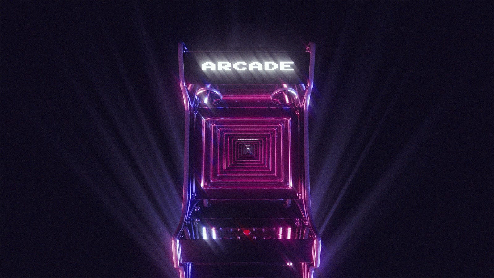 A purple lit up arcade machine