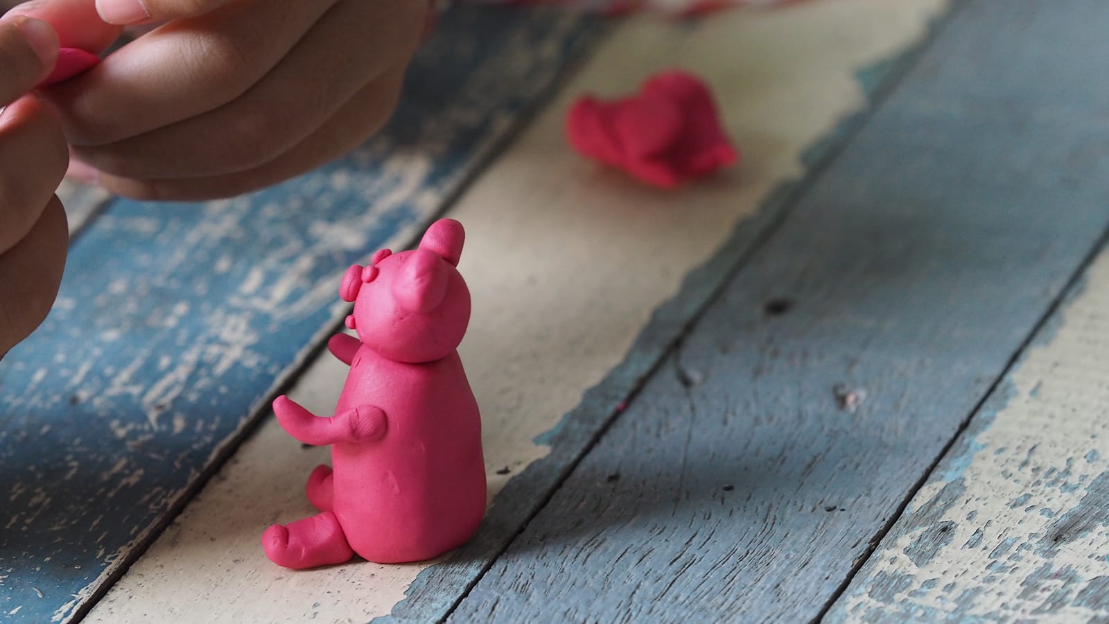 A pink clay bear