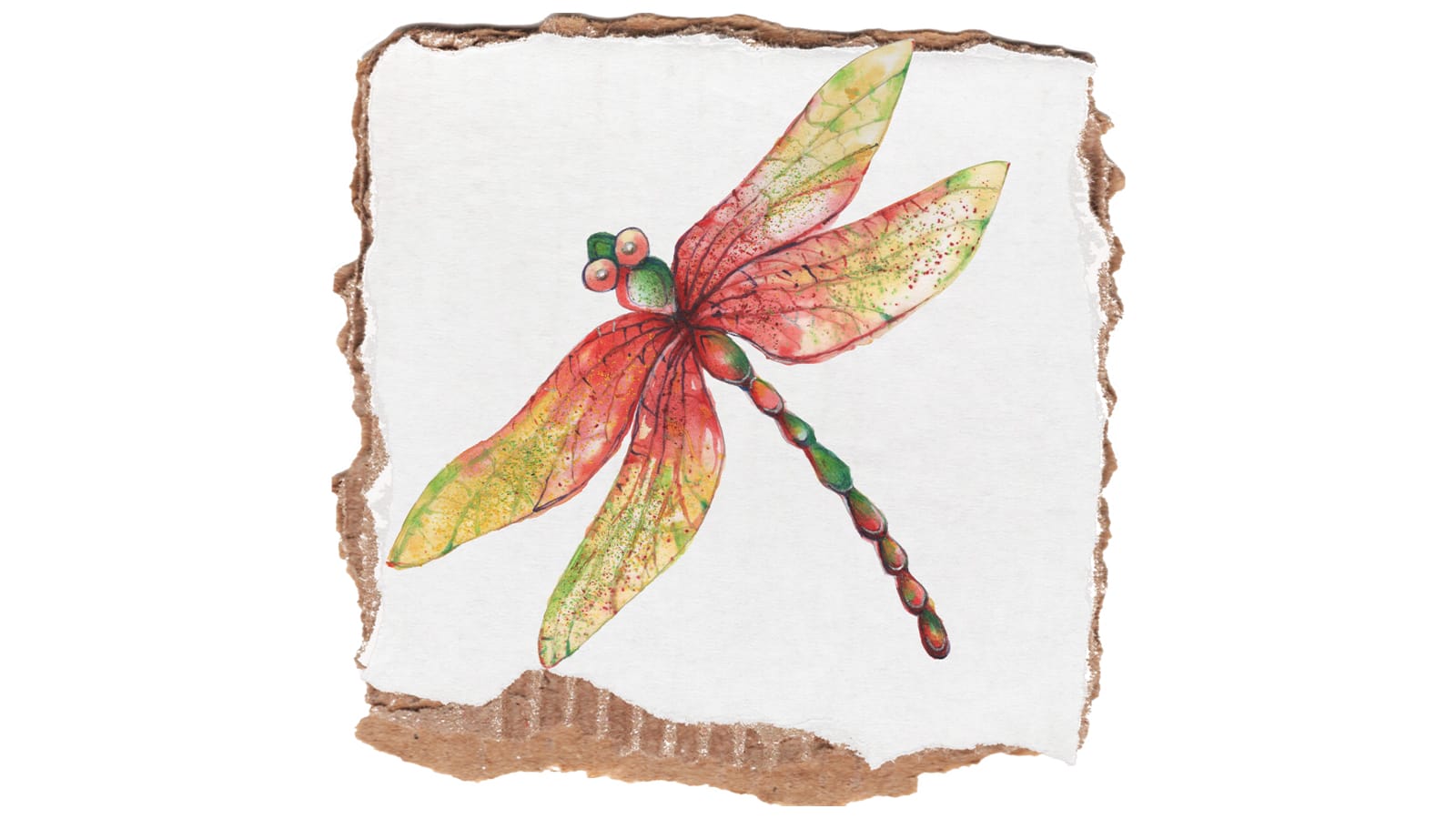 A watercolour of a dragonfly
