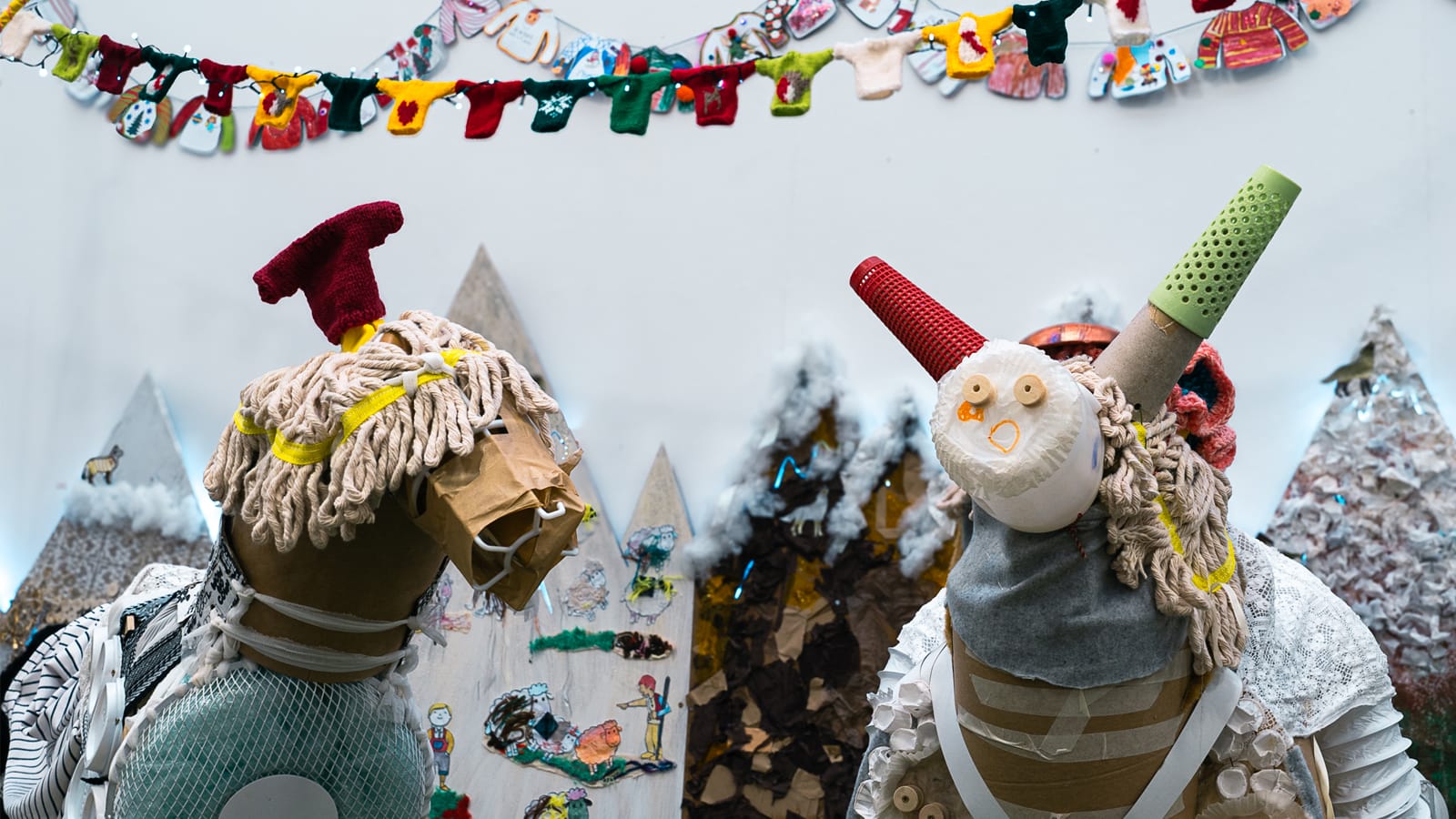 Sheep made from old bottled and mops