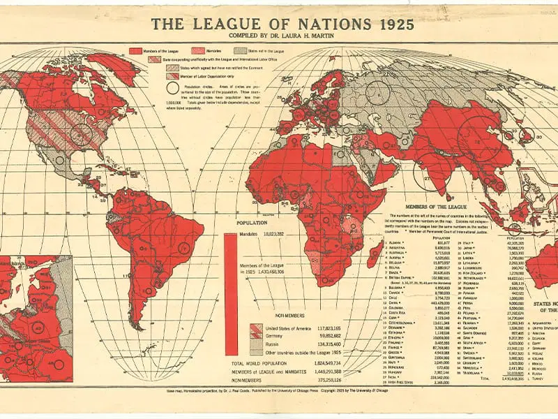 A map of the League of Nations