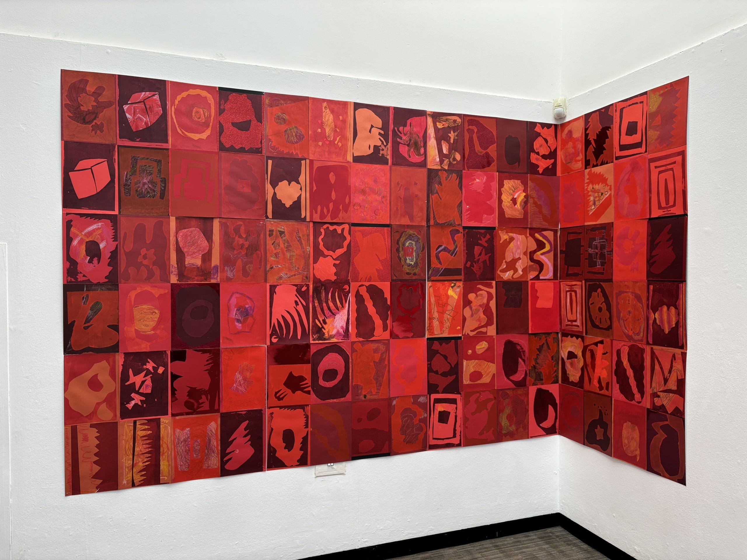 Red artwork created by school children