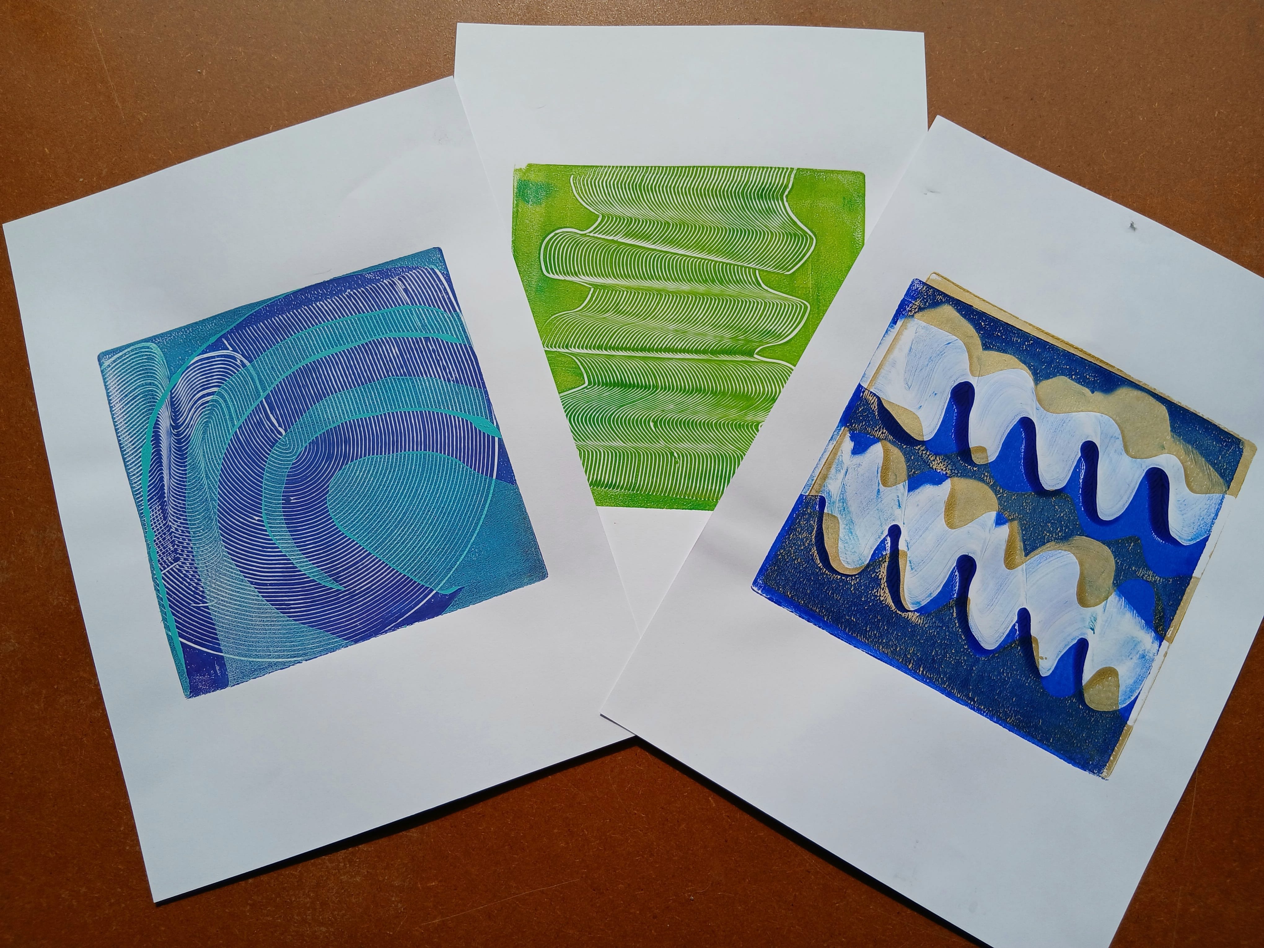 A selection of artwork created in a curves in nature workshop.