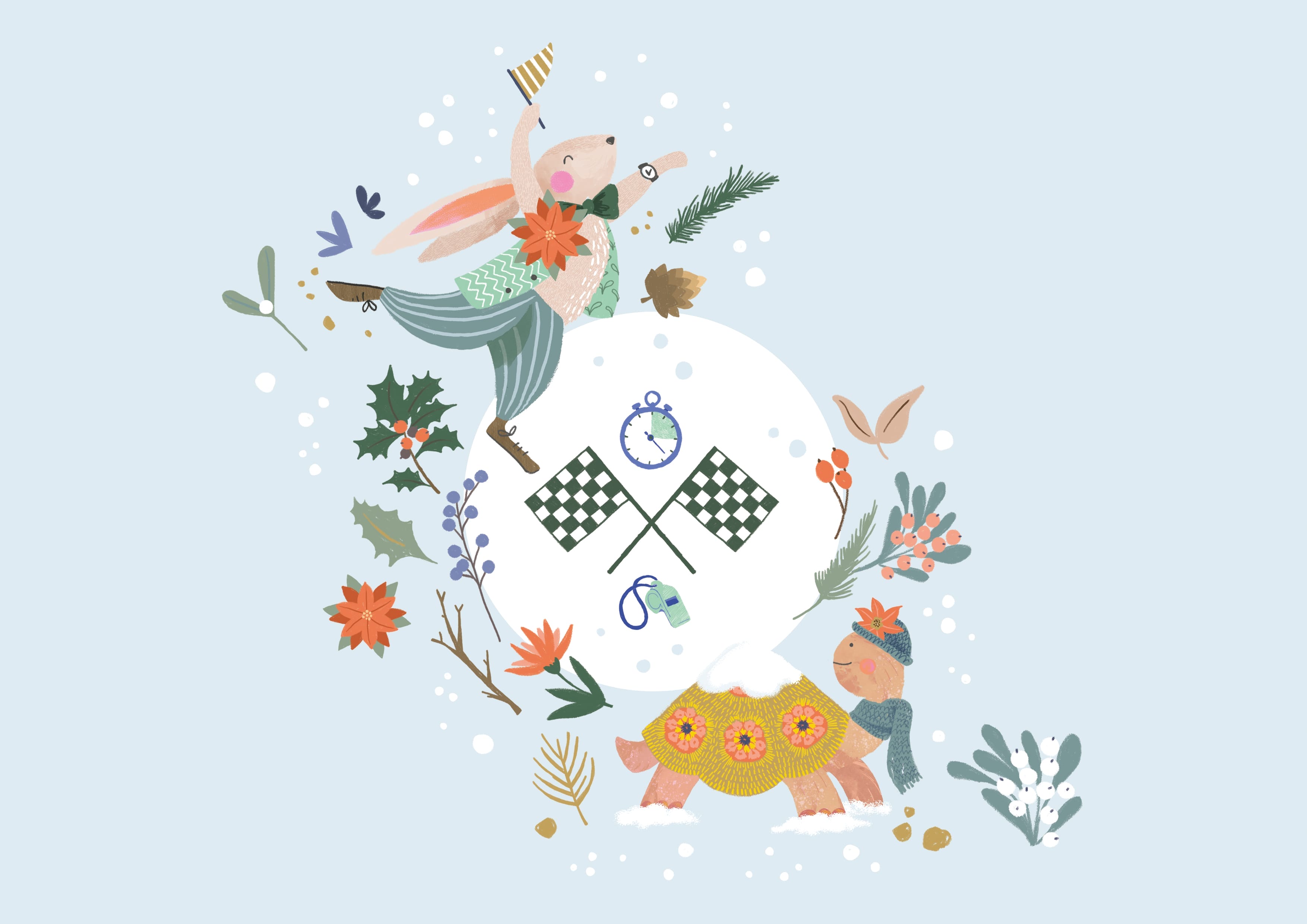 An illustration of a Hare and a Tortoise