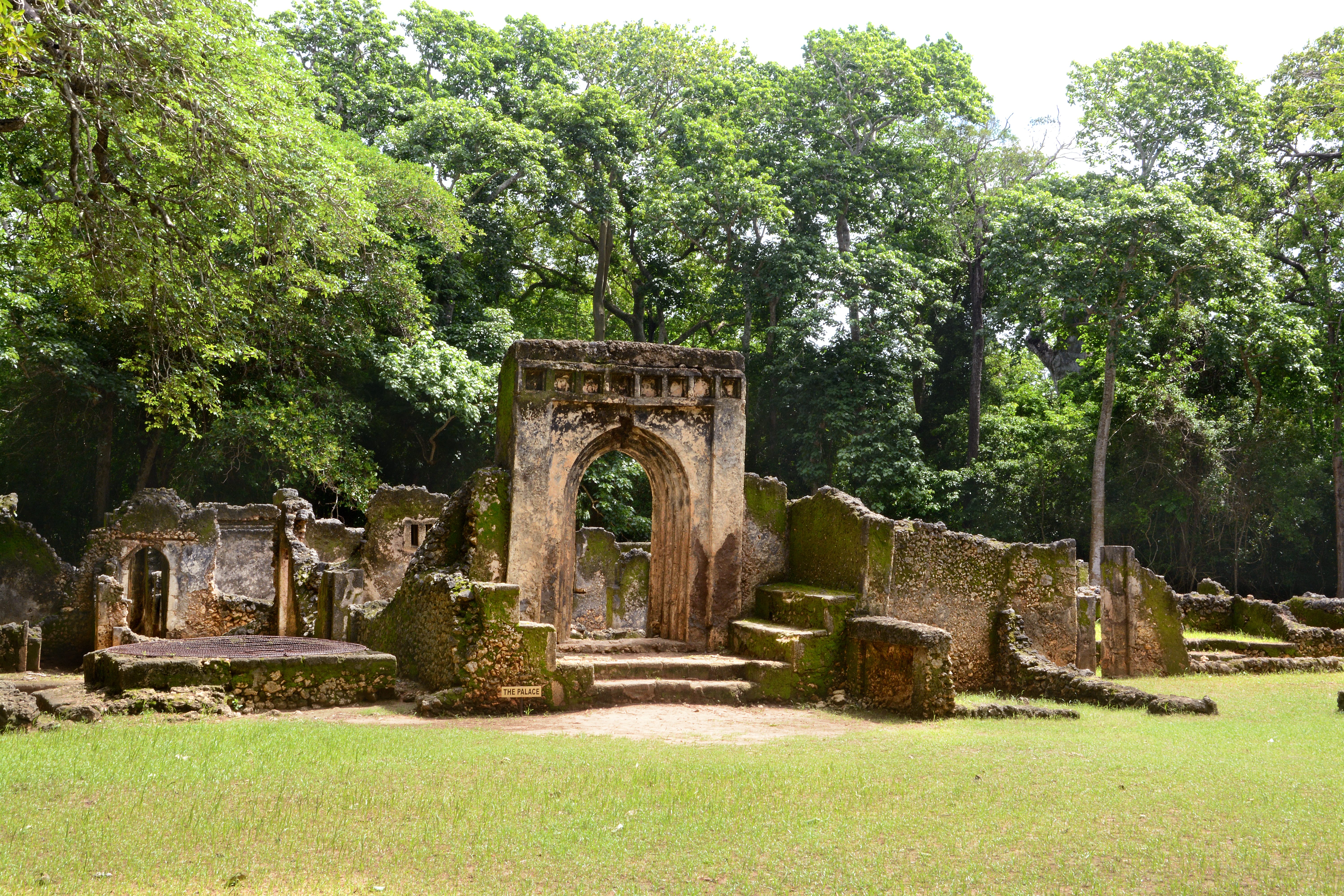 Palace gates at the historic town and archaeological site of Gedi.