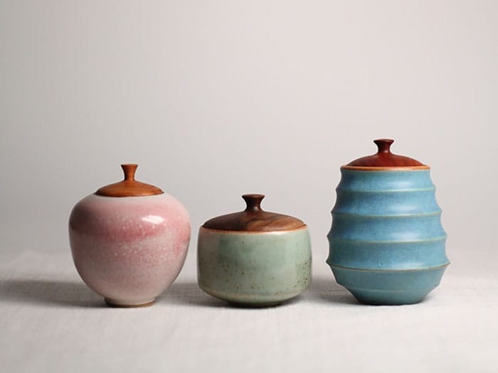 Beautiful variations of vases in soft pinks, blues and greens.